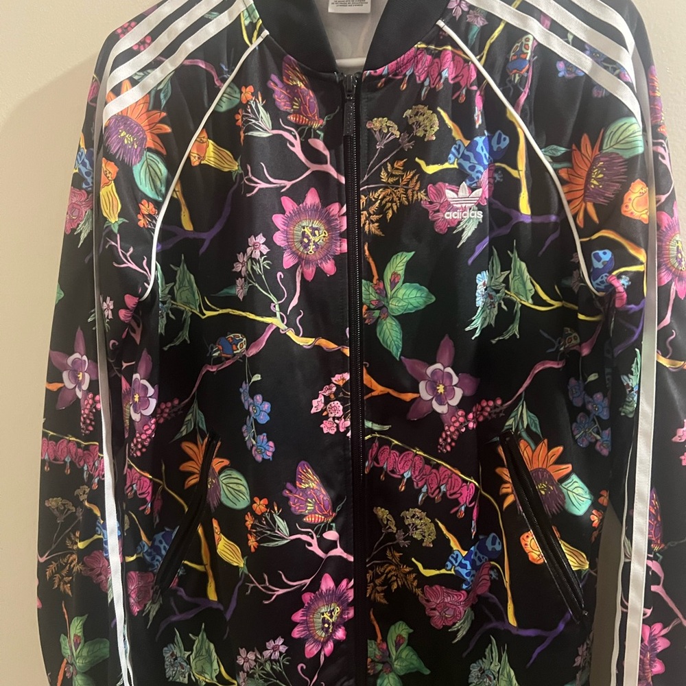 Adidas Multicolor Poisonous Floral Garden full zip track jacket MED  “RARE”